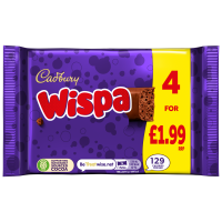 CADBURY WISPA CHOCOLATE BAR 4 PACK PM 1.99 95g