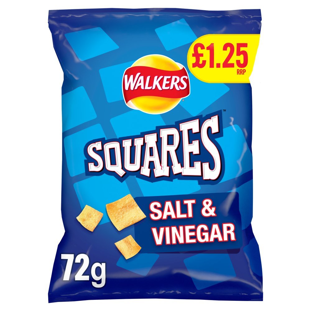 Walkers Squares Salt & Vinegar  Crisps £1.25 PMP 72g
