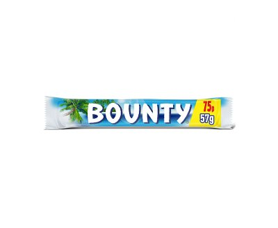 BOUNTY CHOCOLATE BAR TWIN PM 75P- 57g