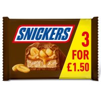 SNICKERS CHOCOLATE BAR 3 PACK PM 1.50 125.1g