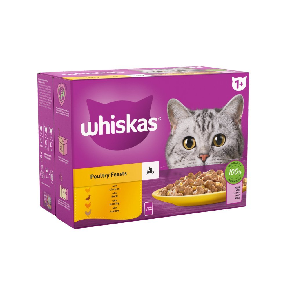 WHISKAS 1+ POULTRY FEASTS IN JELLY 12x85g