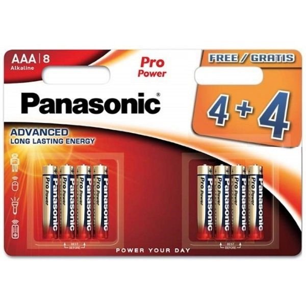 Panasonic alkaline Pro Power AAA Batteries 4+4 Free LR03 8-Pack