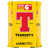 TENNENTS LAGER 4PK PM 6.00 CANS 500ml