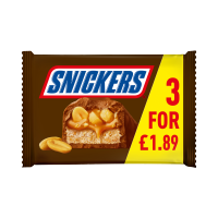 SNICKERS CHOCOLATE BAR 3 PACK PM 1.89 125.1g