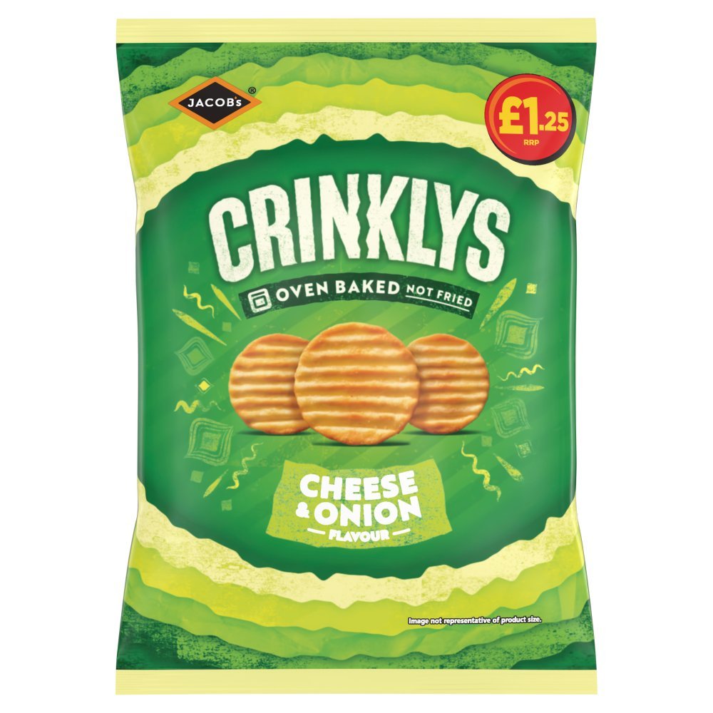 Jacob's Crinklys Cheese & Onion Snacks 90g PMP £1.25