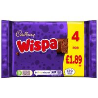 Cadbury Wispa Chocolate Bar 4 Pack Multipack £1.89 PMP 94.8g